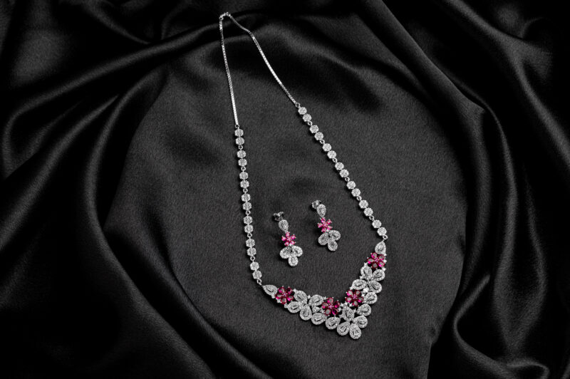 Pure Silver Designer Ruby Necklace