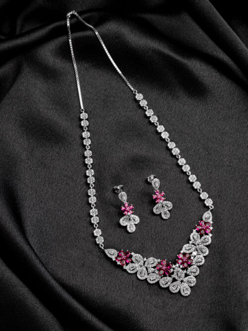 Pure Silver Designer Ruby Necklace