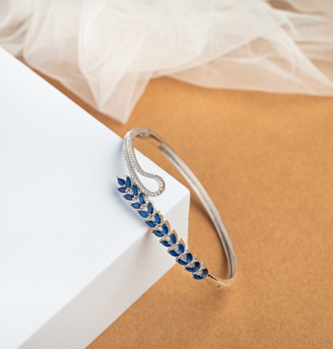 Pure Silver Blue sapphire kada
