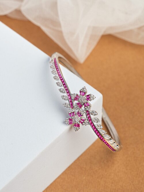Pure Silver Ruby Diamond Kada