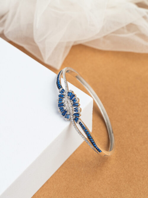 Pure Silver Blue Diamond Kada