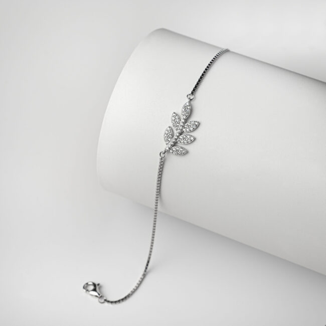 Pure Silver Leaf design Bracelet