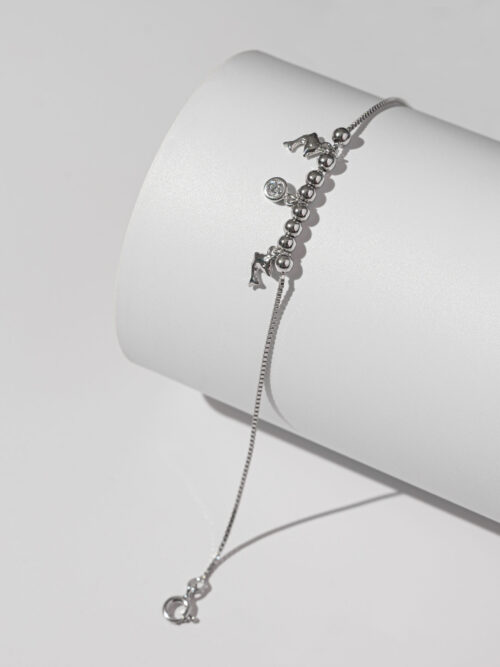 Pure Silver Charm Dolphin Bracelet