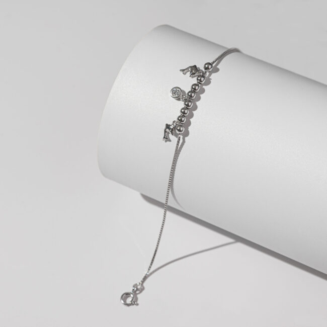 Pure Silver Charm Dolphin Bracelet
