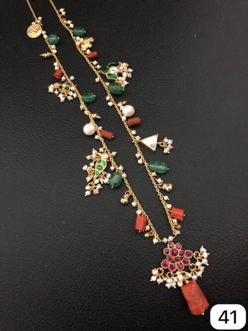 Pure Silver Fusion Precious Stone Necklace