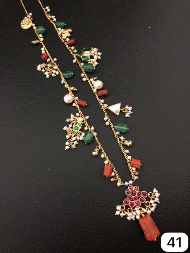 Pure Silver Fusion Precious Stone Necklace