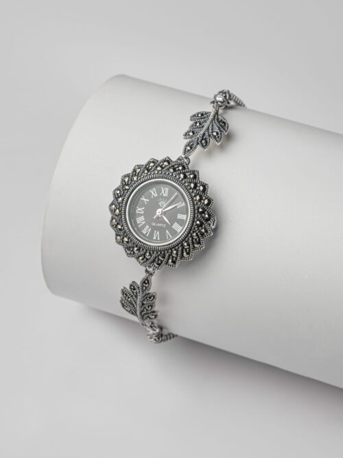 92.5 hallmarked silver Marcasite stone adjustable watch