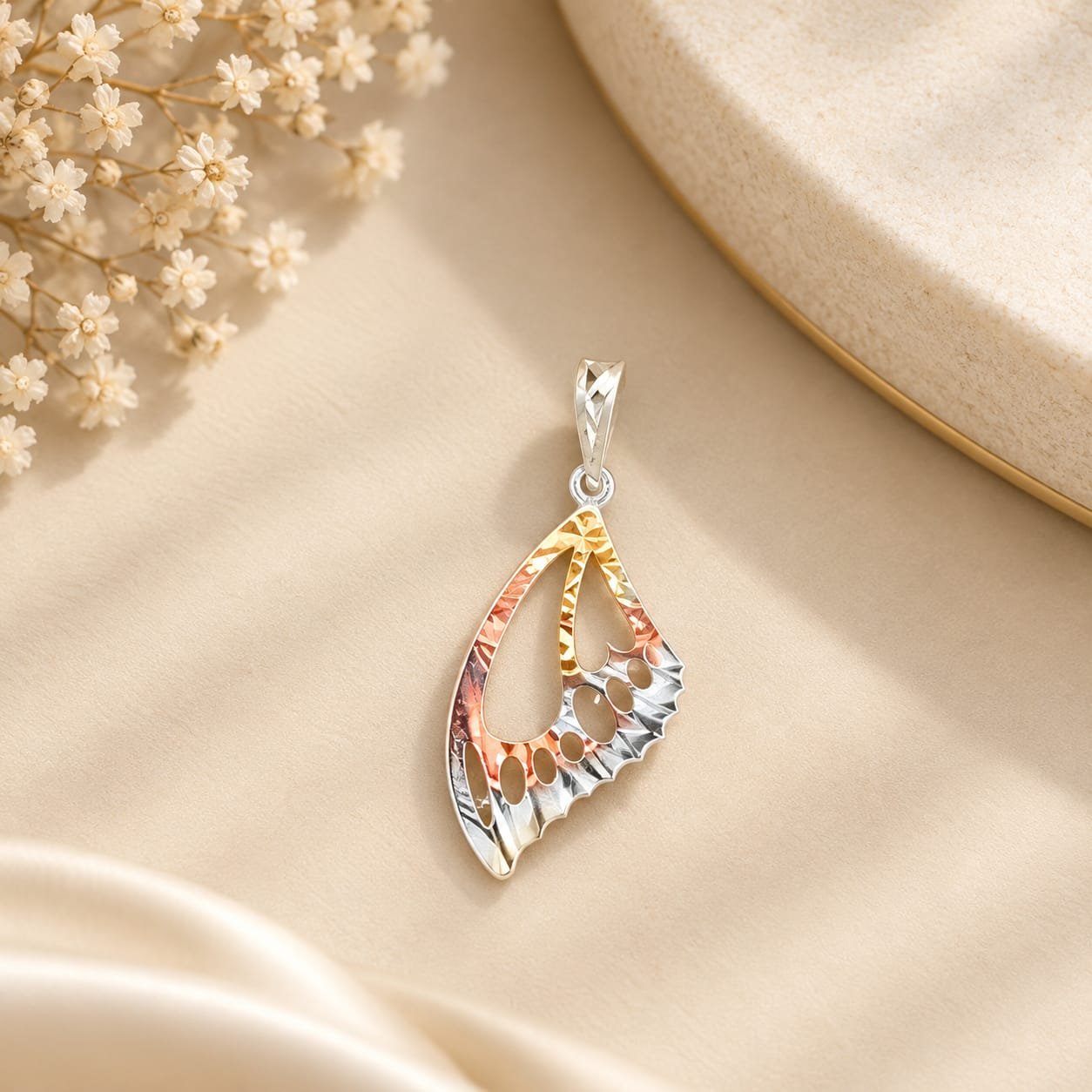 Pure Silver Butter Fly Wing Pendant