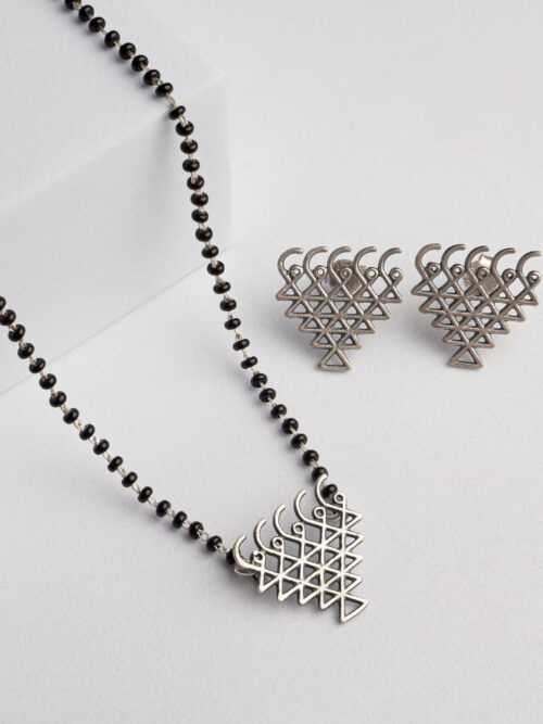 Pure Silver Saraswati Mangalsutra Set