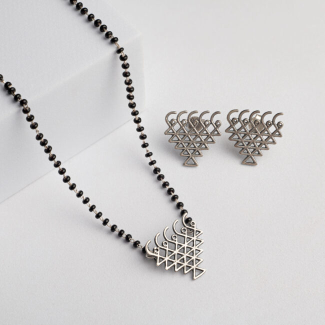 Pure Silver Saraswati Mangalsutra Set