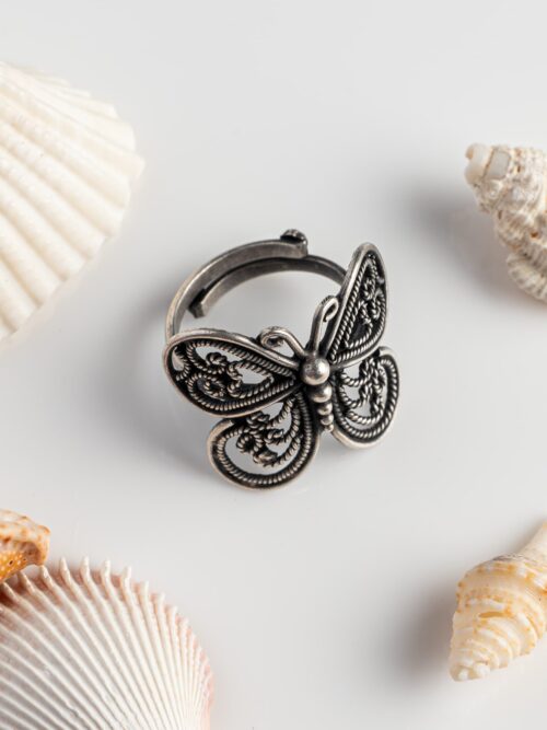 Pure Silver Butterfly Adjustable Ring