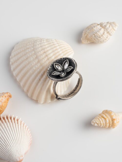 Pure Silver Maha Rani Antique Adjustable Ring