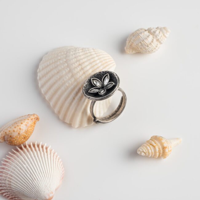 Pure Silver Maha Rani Antique Adjustable Ring