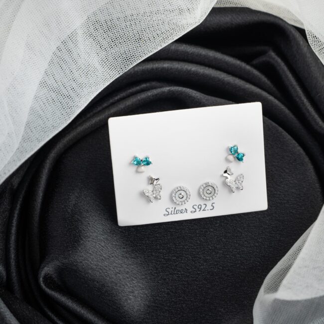Pure Silver Earrning Combo Set