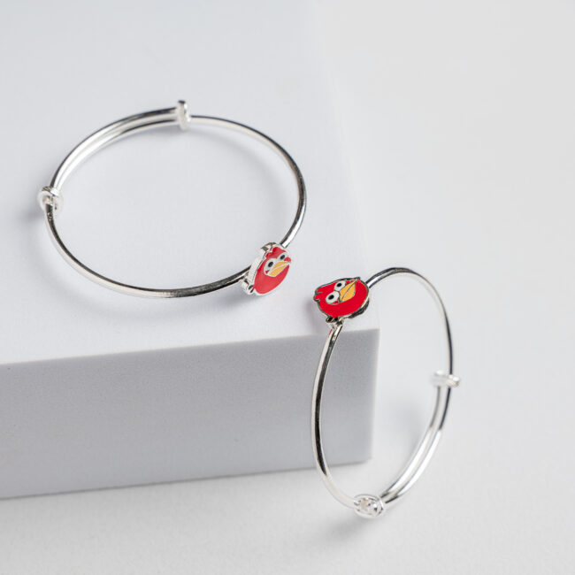 Pure Silver Angry Bird Kids Kada