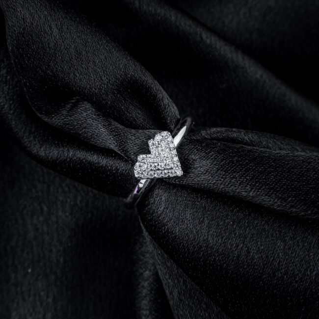 Pure Silver Heart Solitaire Ring - Image 2