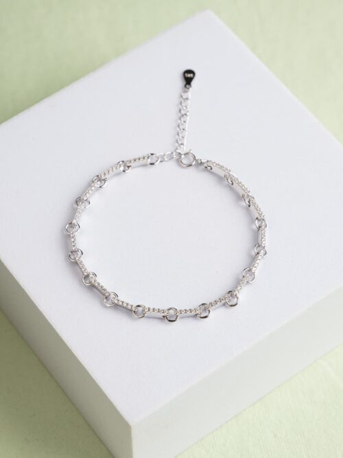 Pure Silver Linking Diamond Bracelet