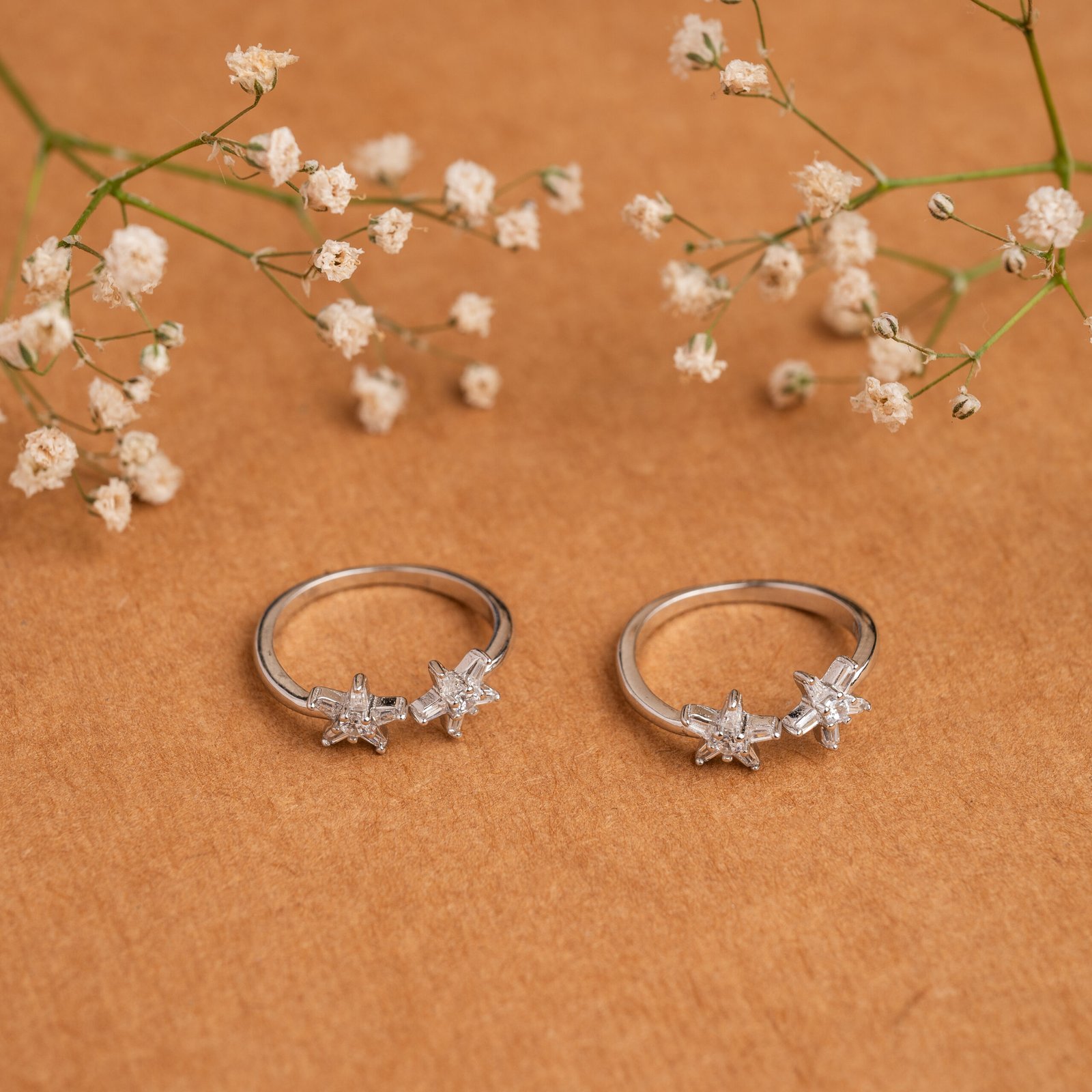 Pure Silver Double Star Toe Ring