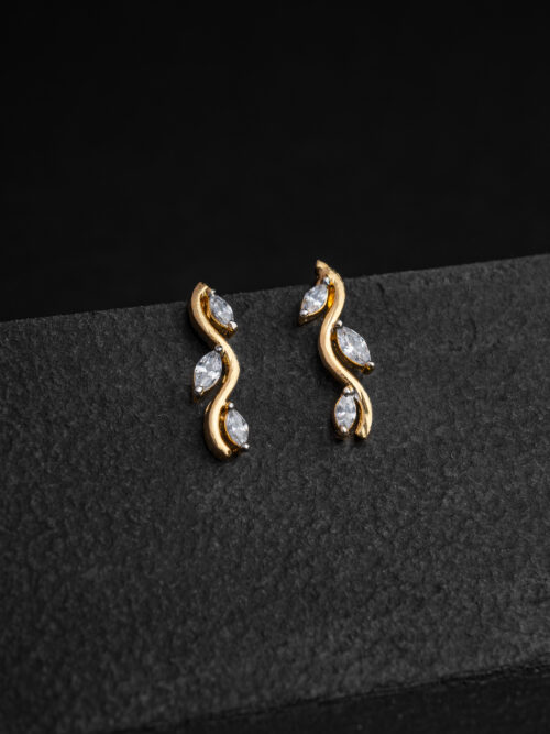 92.5 Pure Silver Gold Plated Designer Leaf Ear Cuff