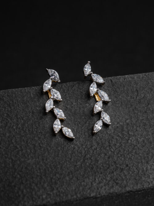 92.5 Pure Silver Gold Plated Leaf Vine Ear Cuff