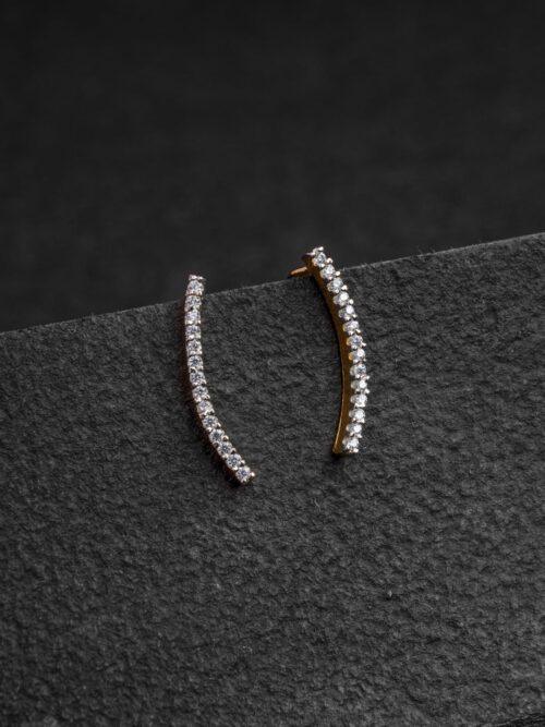 92.5 Pure Silver Gold Plated Diamond Sleek Ear Cuff