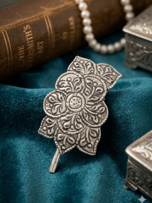 Pure Silver Flower & Leaf Clip