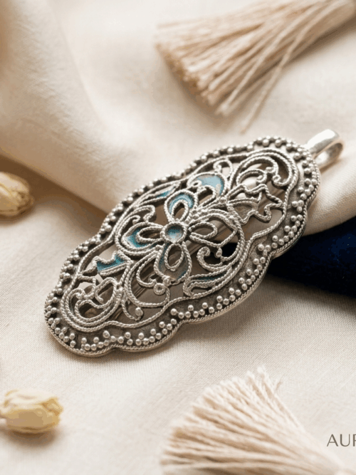 Pure Silver Hair Cllip Filigri Work