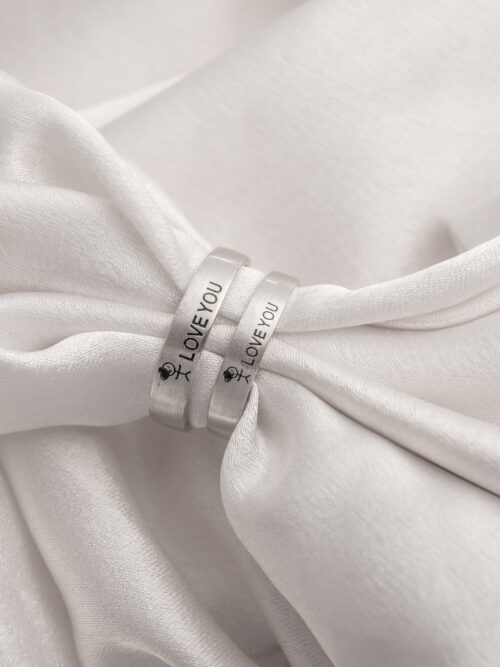 92.5 Pure Silver Couple Rings With Love Design
