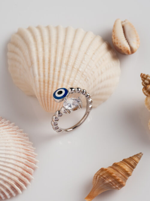 92.5 Pure Silver Evil Eye Designer Finger Ring