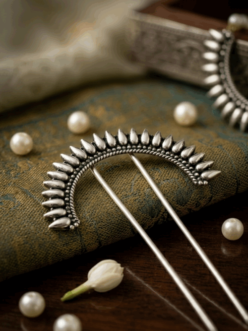 Pure Silver Intricate Oxidized Chakra Juda Pin