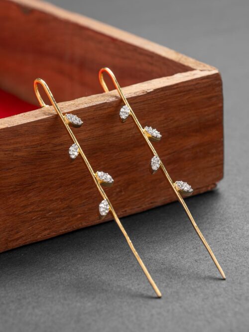 Pure Silver Gold Plated Designer Petal Ear Stik (Ear Cuff)