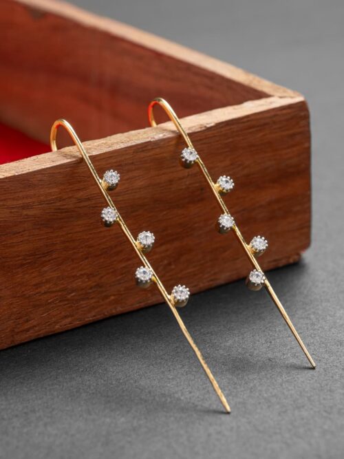 92.5 Pure Silver Gold Plated Solitaire Ear Stick (Ear Cuff)