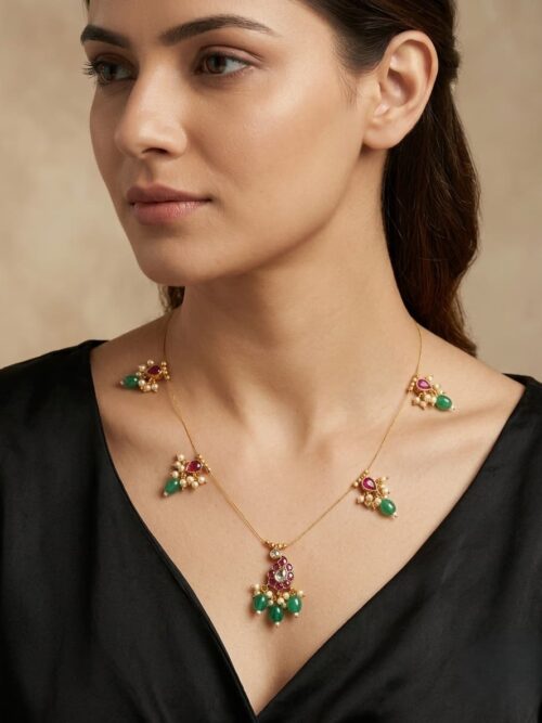 92.5 Pure Silver Gold Plated Invisible Kundan Necklace