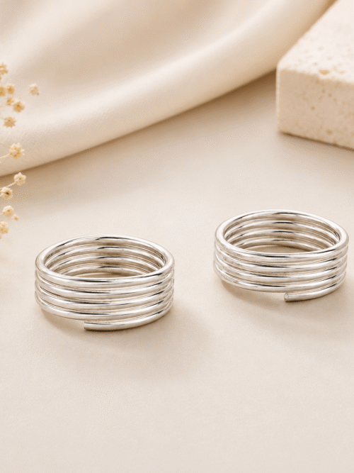 Pure Silver 5 Layer Plain Toe Ring
