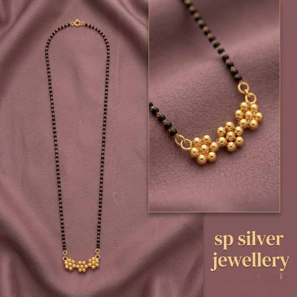 92.5 Pure Silver Gold Plated Kudi Mangalsutra