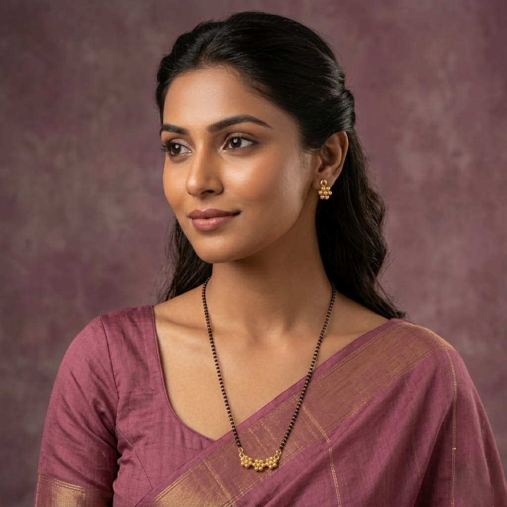 92.5 Pure Silver Gold Plated Kudi Mangalsutra - Image 2