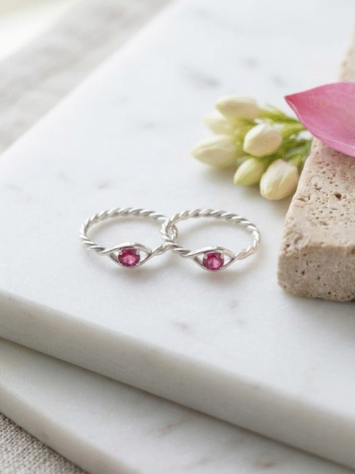 92.5 Pure Silver Spiral Ruby Stone Toe Ring