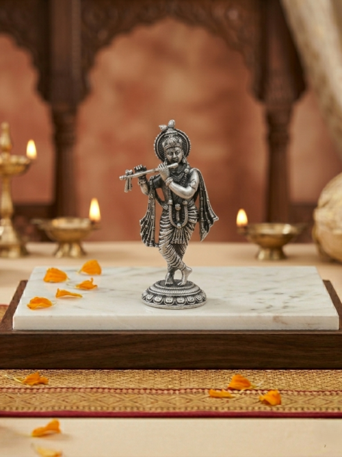 92.5 Pure Silver Krishna 3D Idol