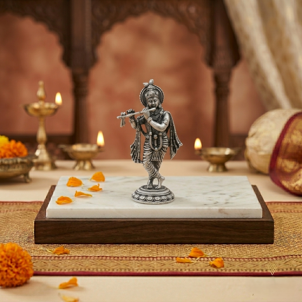 92.5 Pure Silver Krishna 3D Idol