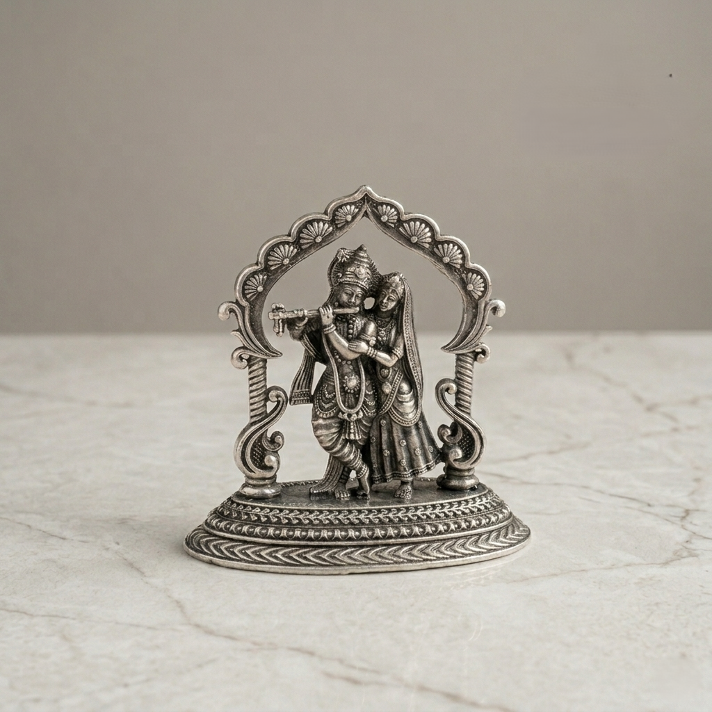 92.5 Pure Silver Radha Krishna Idol