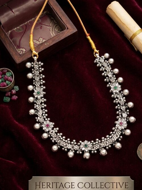 92.5 Pure Silver Oxdised Short Necklace