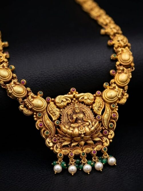 92.5 Pure Silver Nakashi lakshmi Antique Long Necklace