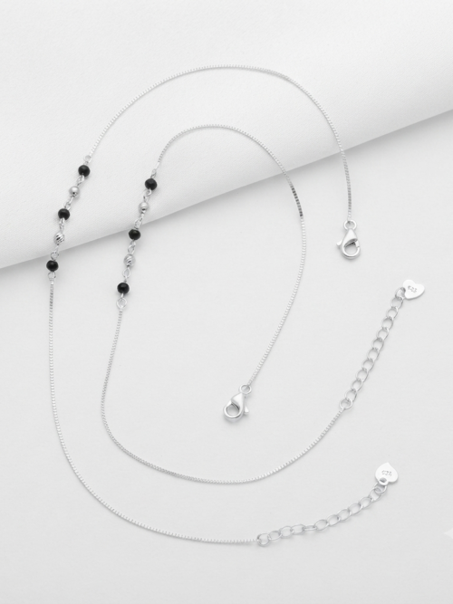 9.25 Pure Silver Sleek Black Beauty Designer Payal