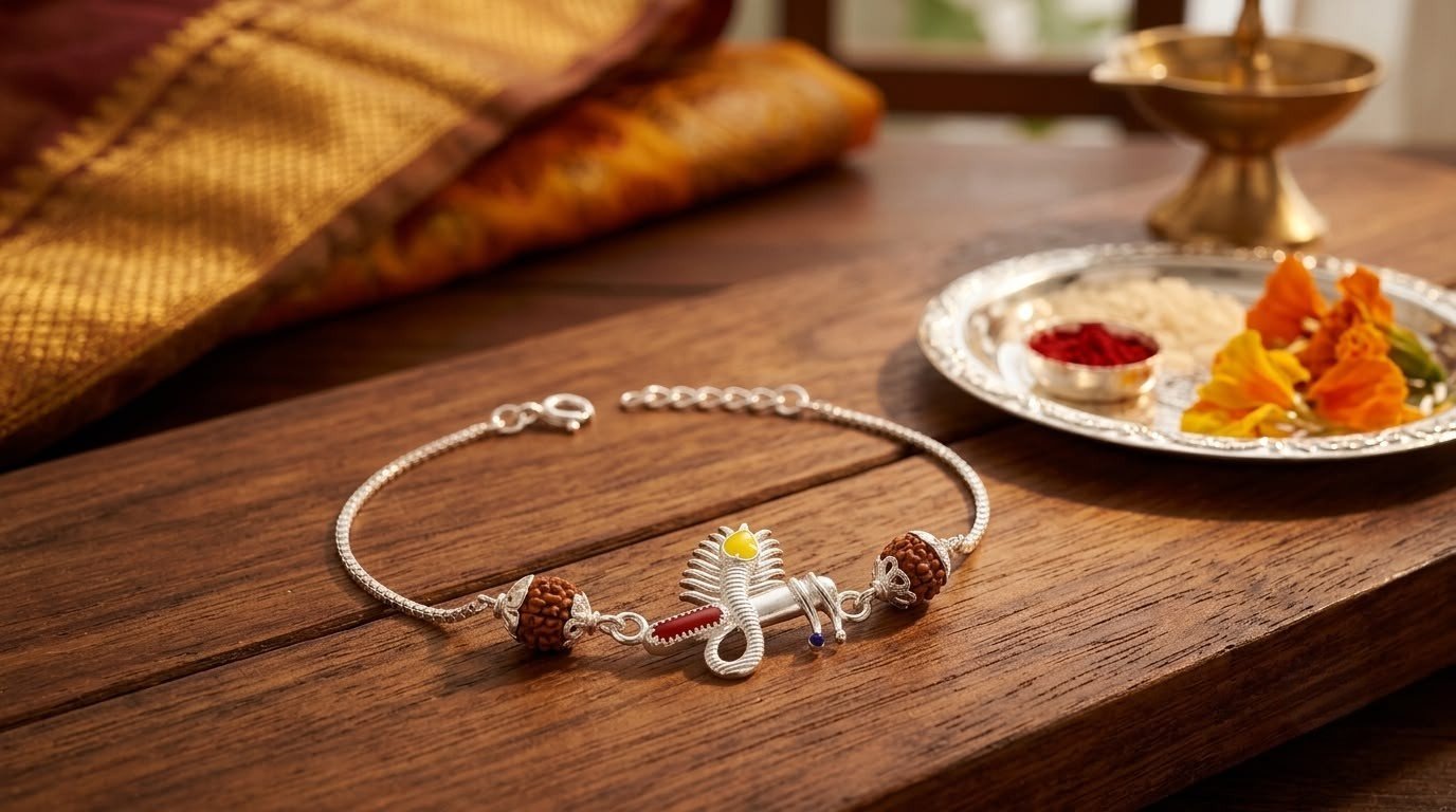Pure Silver Krishna Flute Rakhi