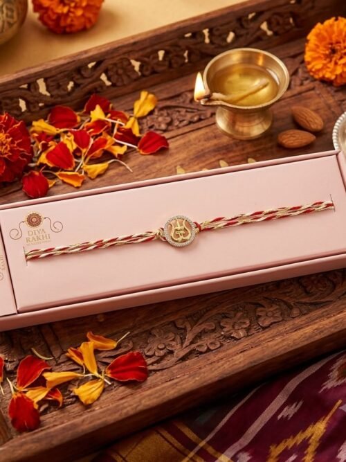 92.5 Sterling Silver Gold Plated Om Rakhi