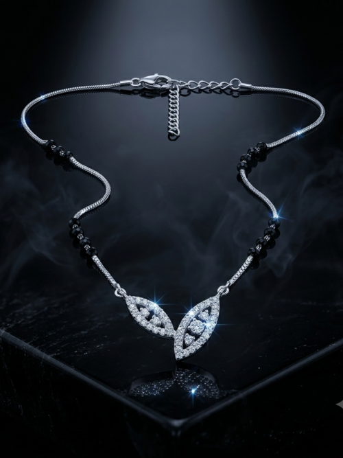 92.5 pure silver designer leaf mangalsutra