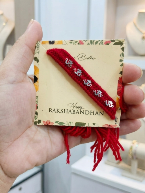 92.5 Pure Silver Om Rakhi