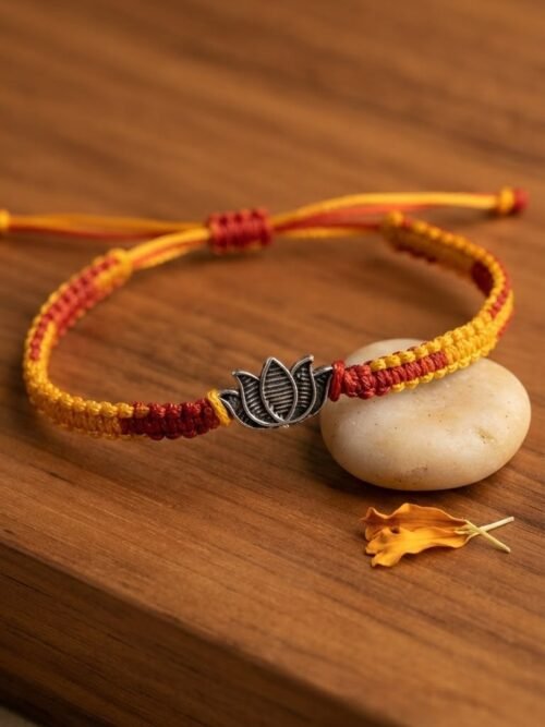 92.5 Pure Silver Lotus Rakhi