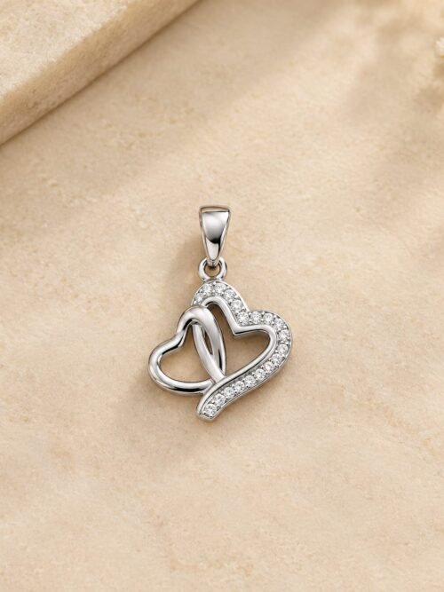 Pure Silver Double Heart Pendant