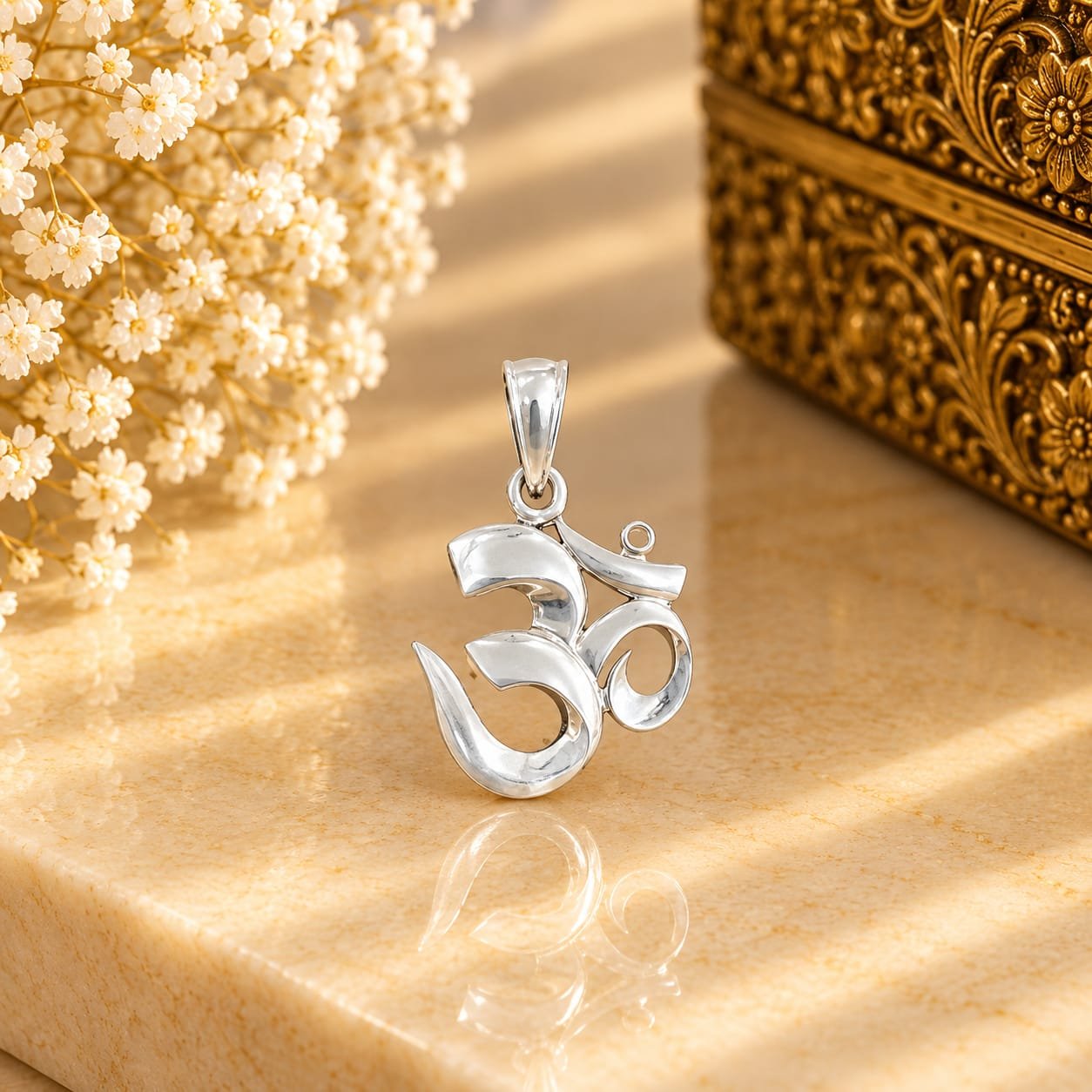 Elegant Om symbol pendant from SP Silver Jewellery.
